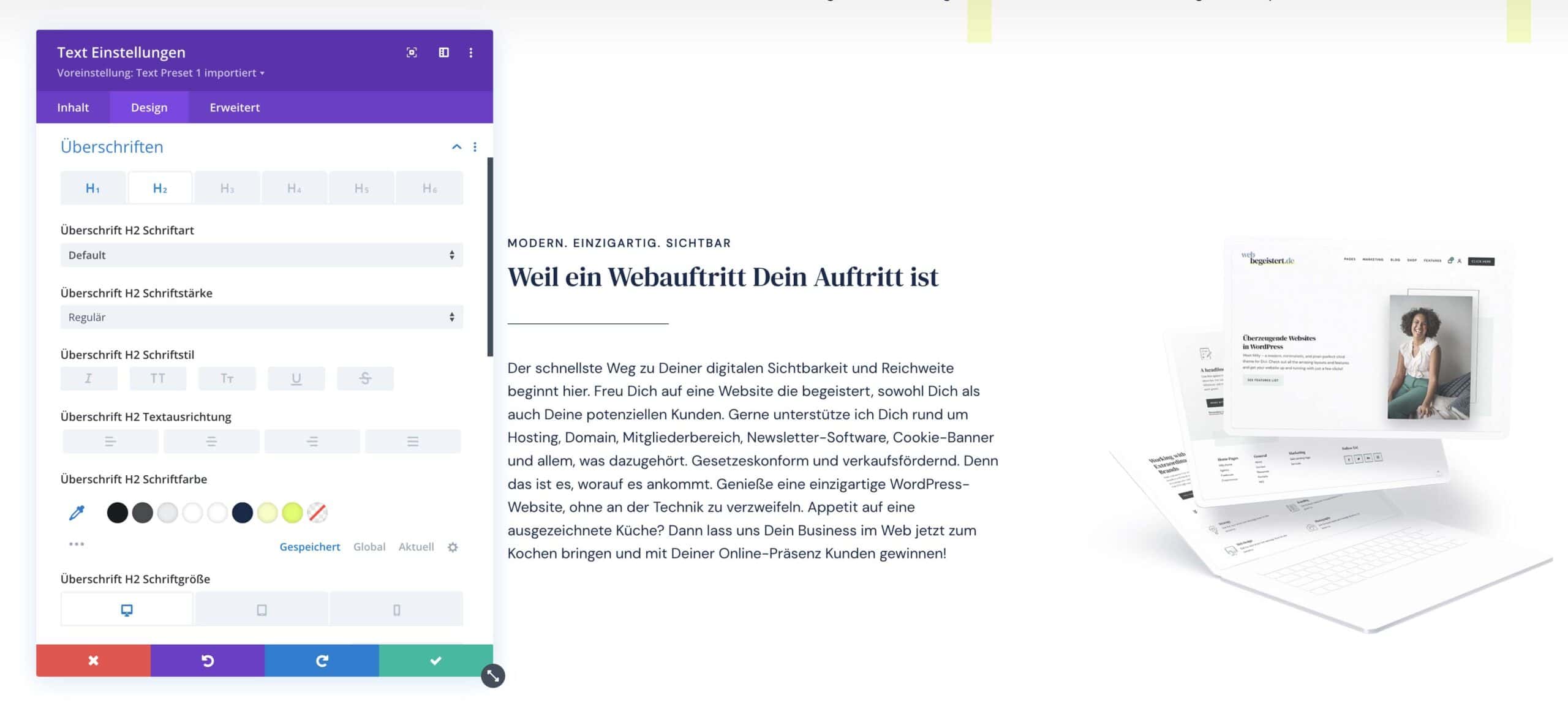 Text mit dem Divi Pagebuilder bearbeiten