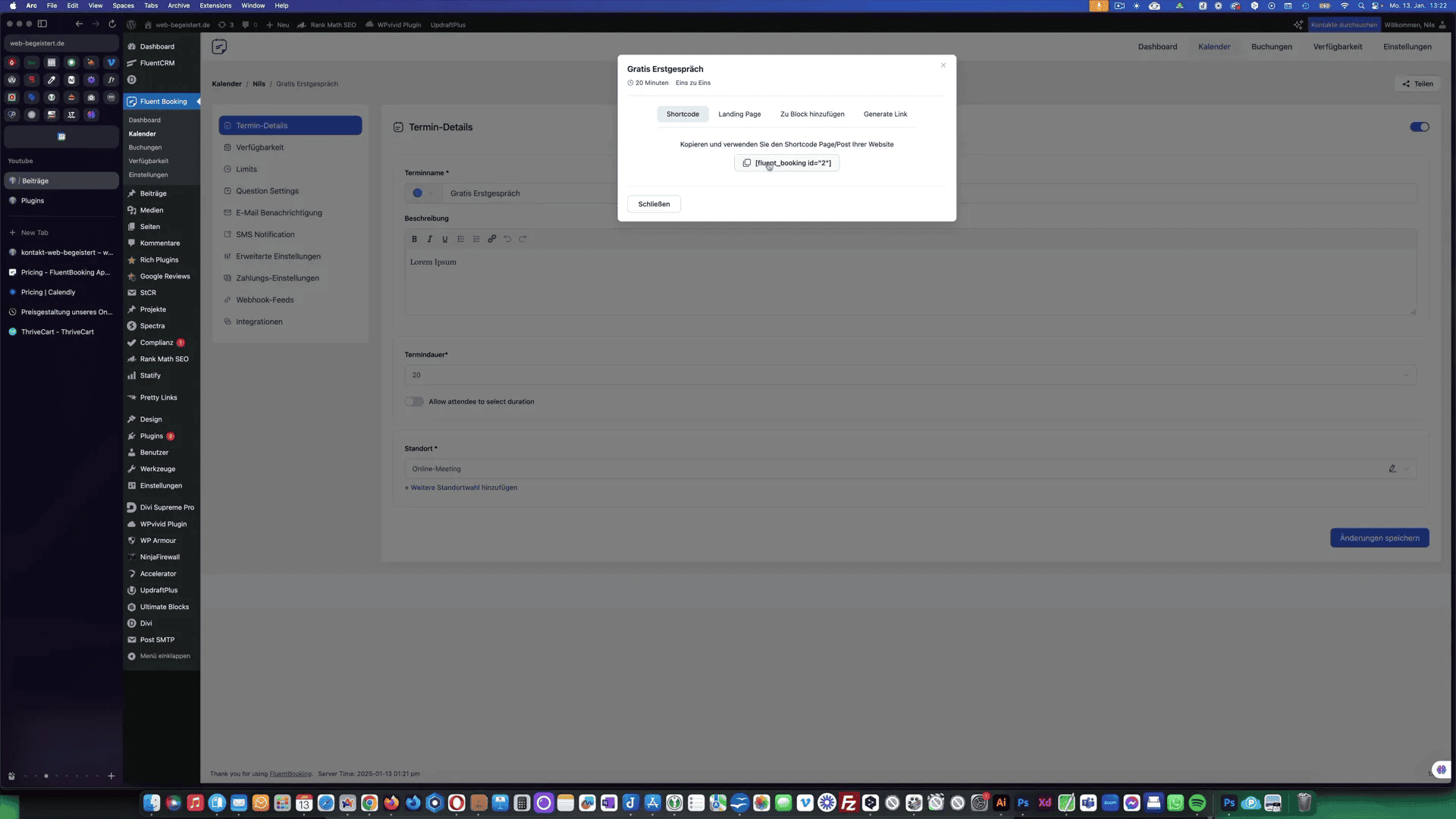 Shortcode für die Veröffentlichung