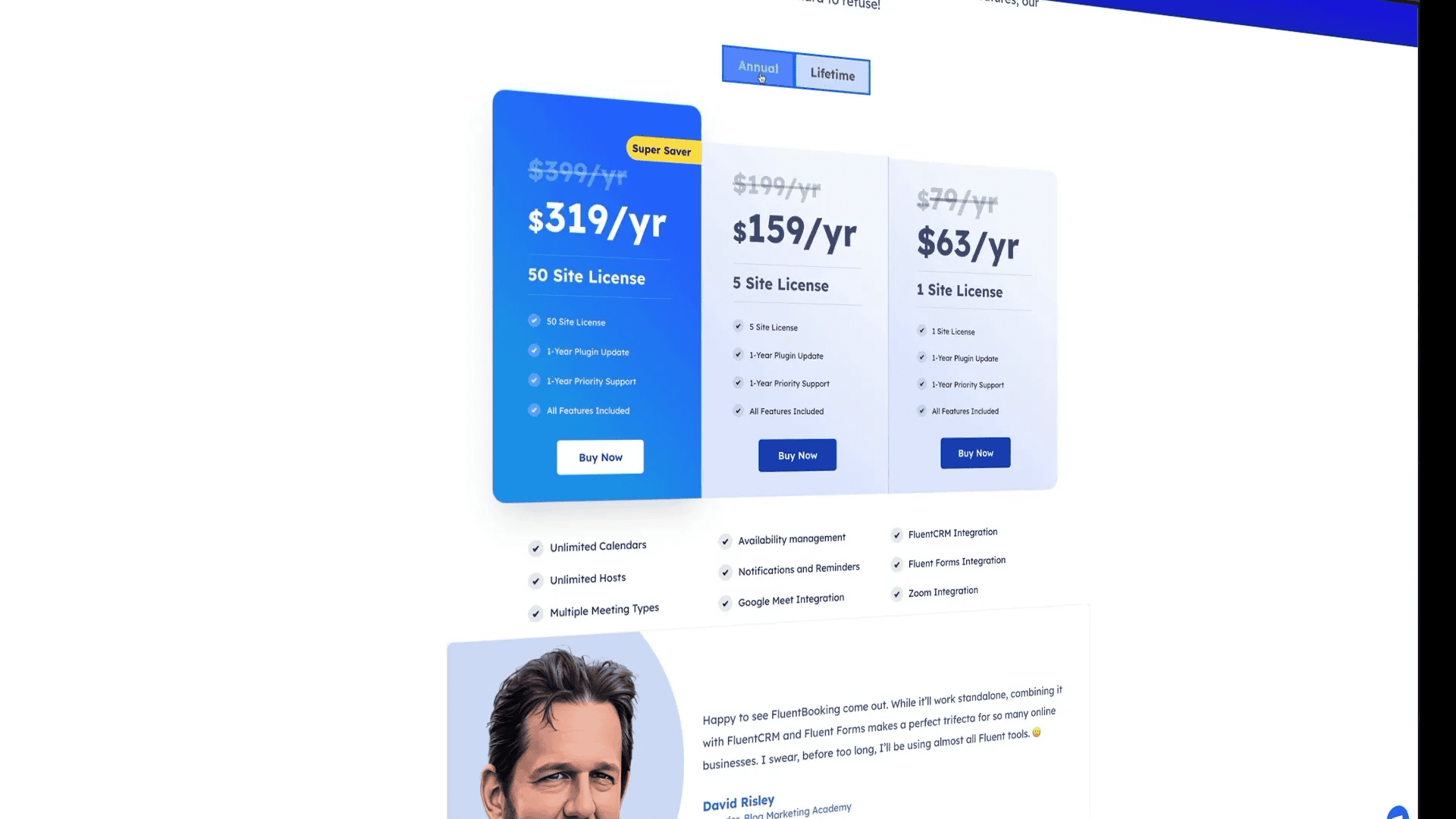 Preisübersicht von Fluent Booking