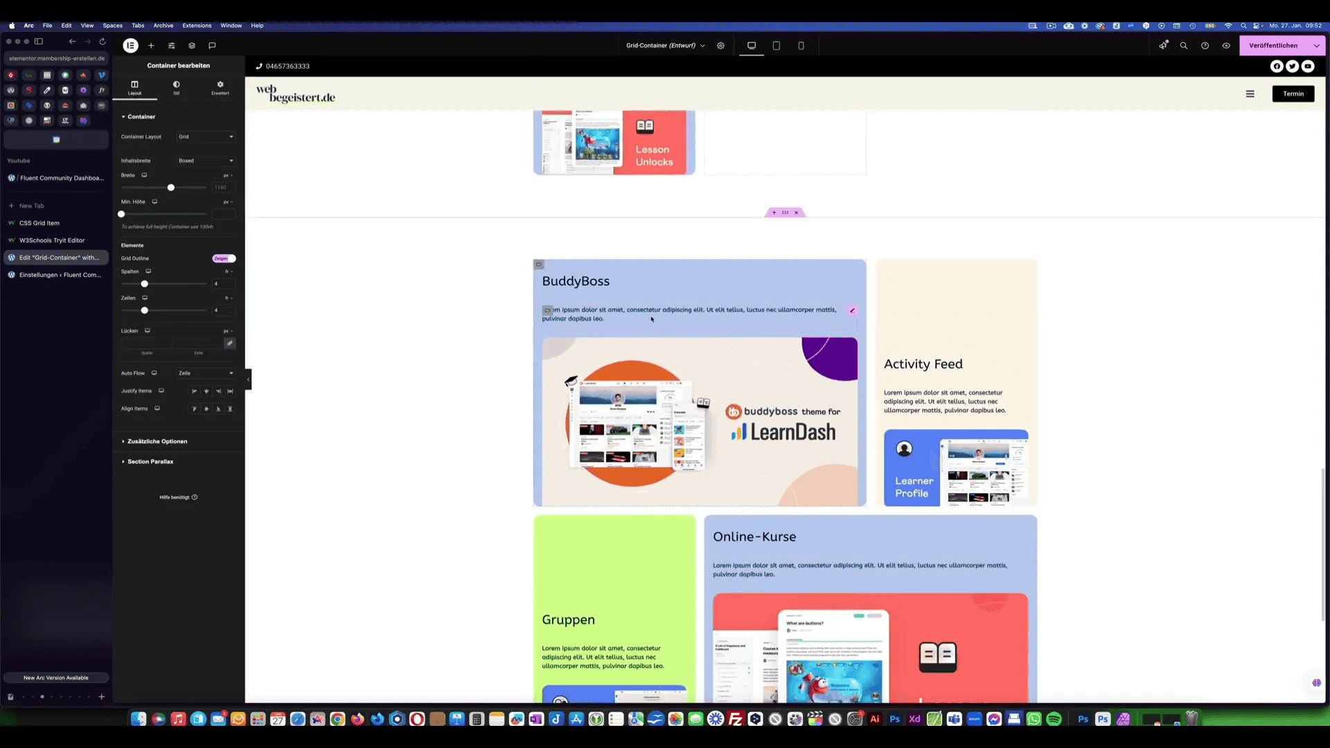 Bento Grid Design Beispiel