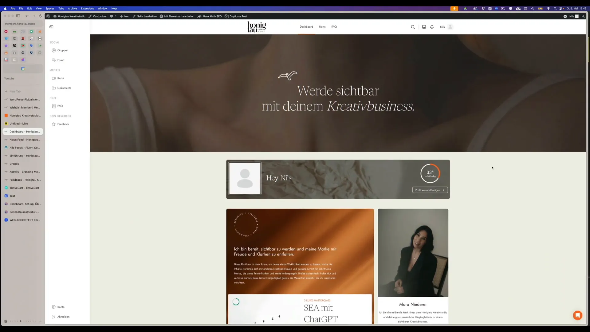 Mitglieder Dashboard Screenshot