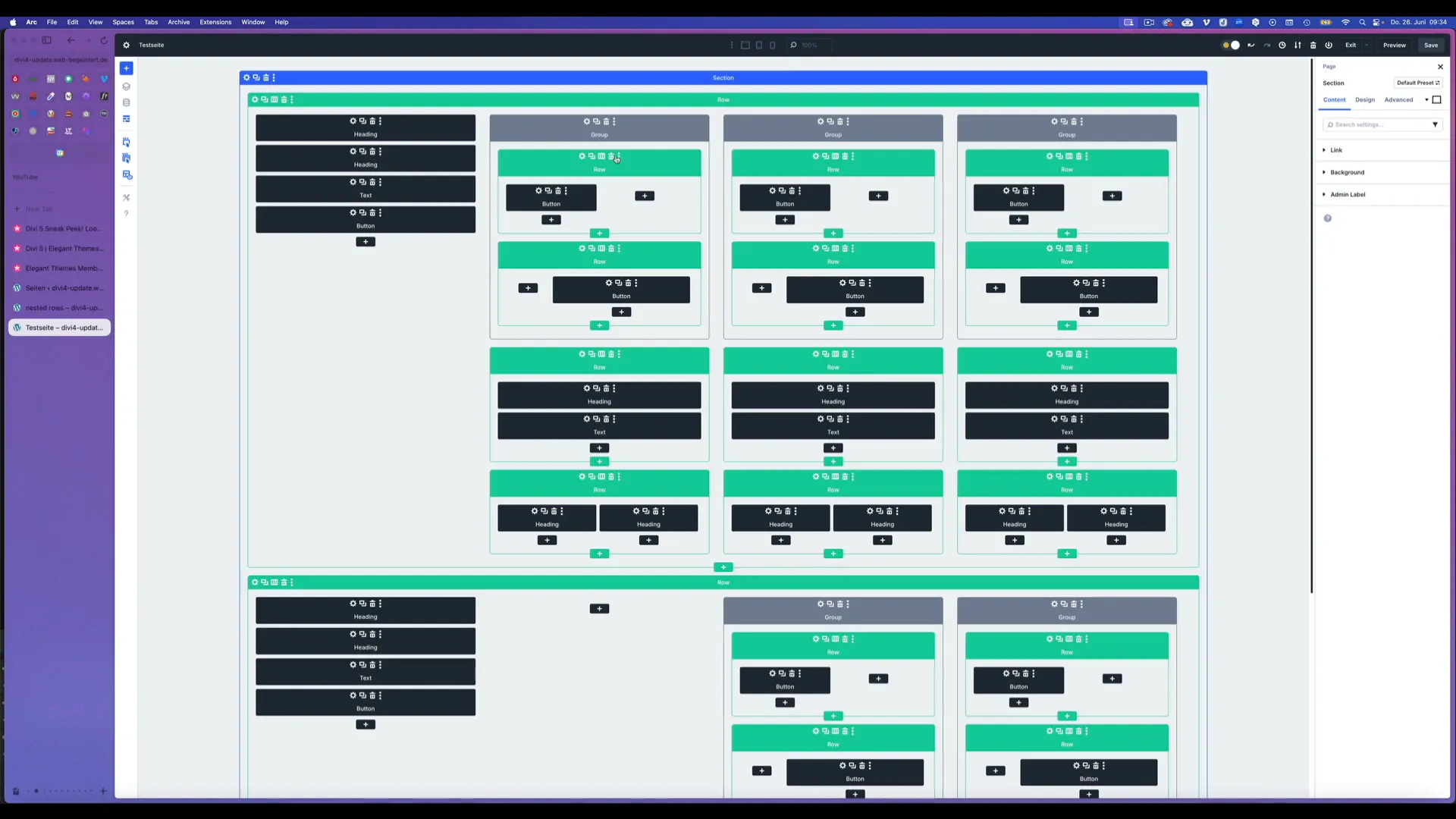 X-Ray-Ansicht in Divi 5 zeigt Module und Sections