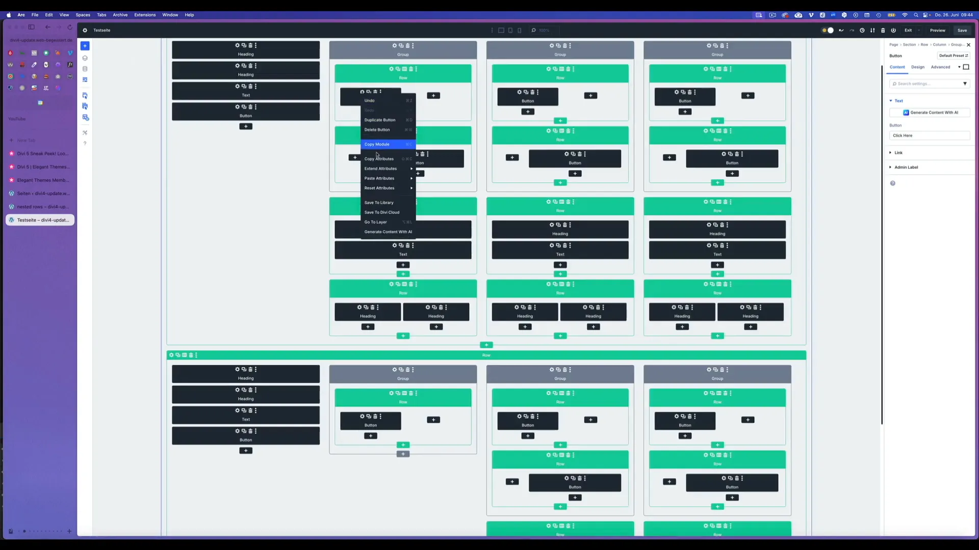 Design-Attribute von Button kopieren und einfügen in Divi 5