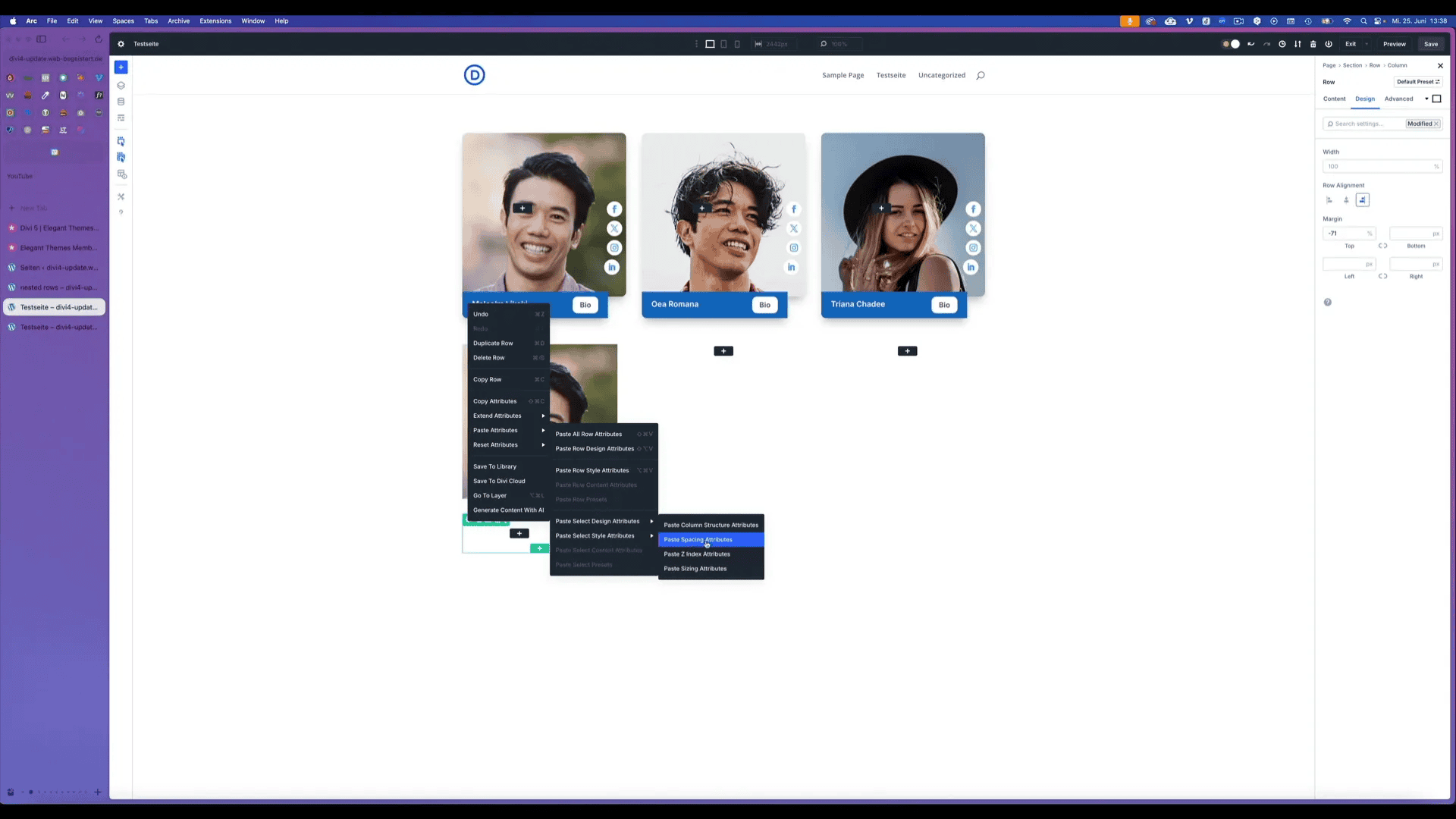 Copy & Paste von Designattributen in Divi 5