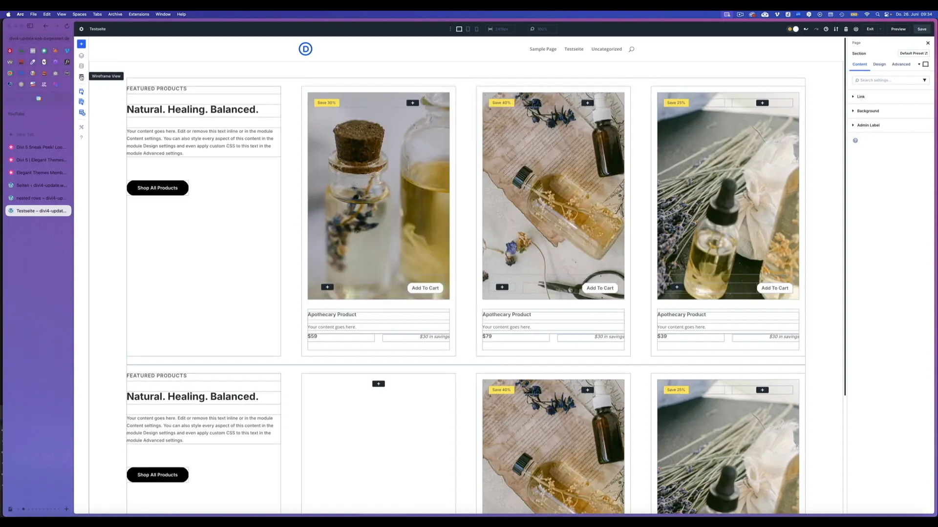 X-Ray-Ansicht in Divi 5 zeigt Module und Sections