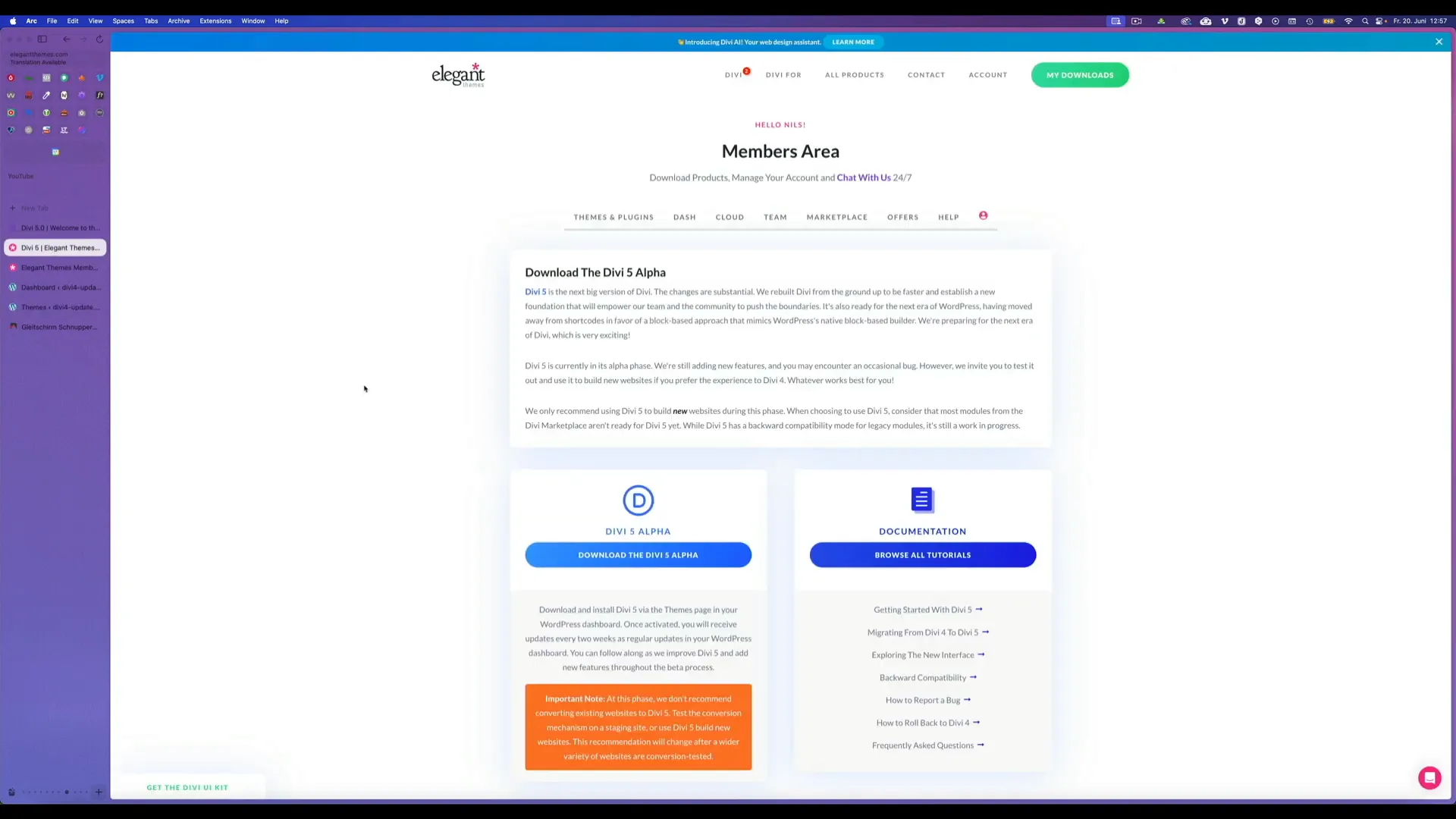 Download-Link für Divi 5