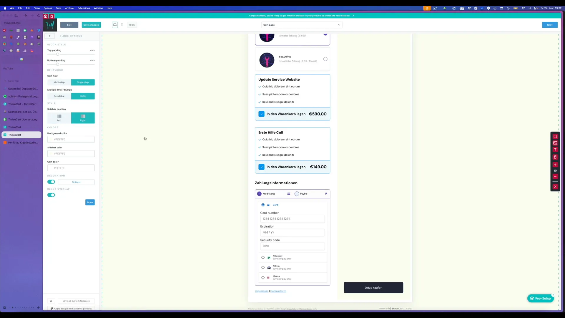 Drag and Drop Editor ThriveCart Pro Plus