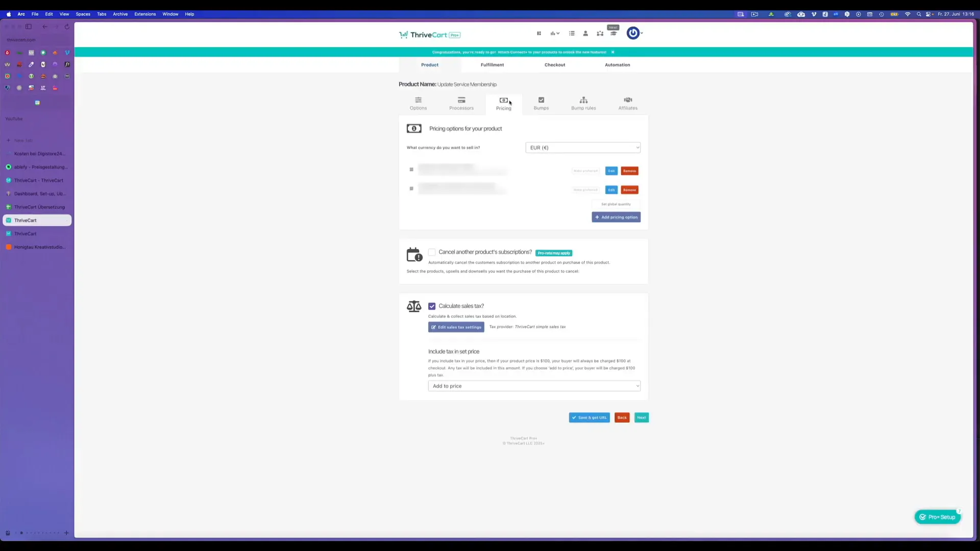 Tax Inclusive Pricing in ThriveCart Pro Plus einstellen