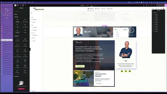 Elementor Integration mit BuddyBoss Dashboard