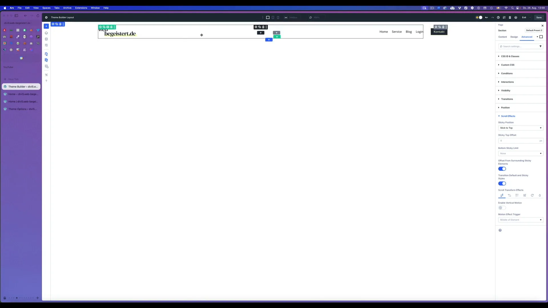 Logo Sizing in den Modul-Einstellungen