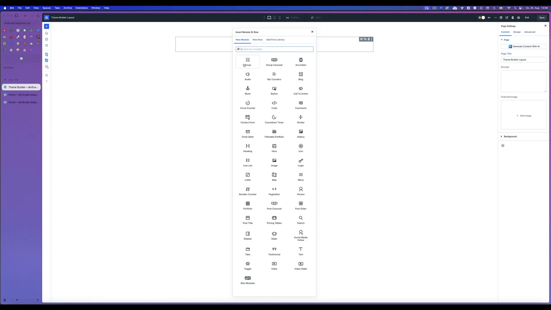 Flexbox Layout in den Gruppen-Einstellungen
