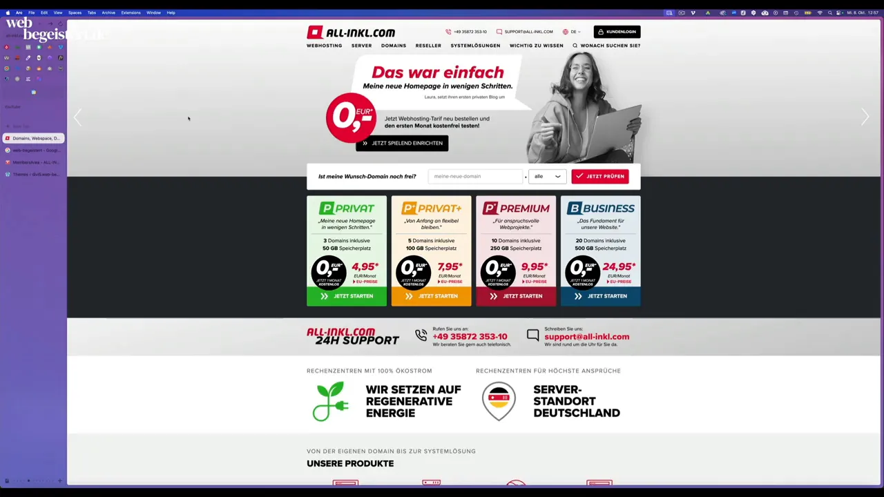 All-Inkl Paket auswählen