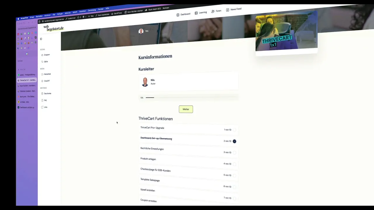 Beispielstruktur eines Online-Kurses in WordPress mit LMS