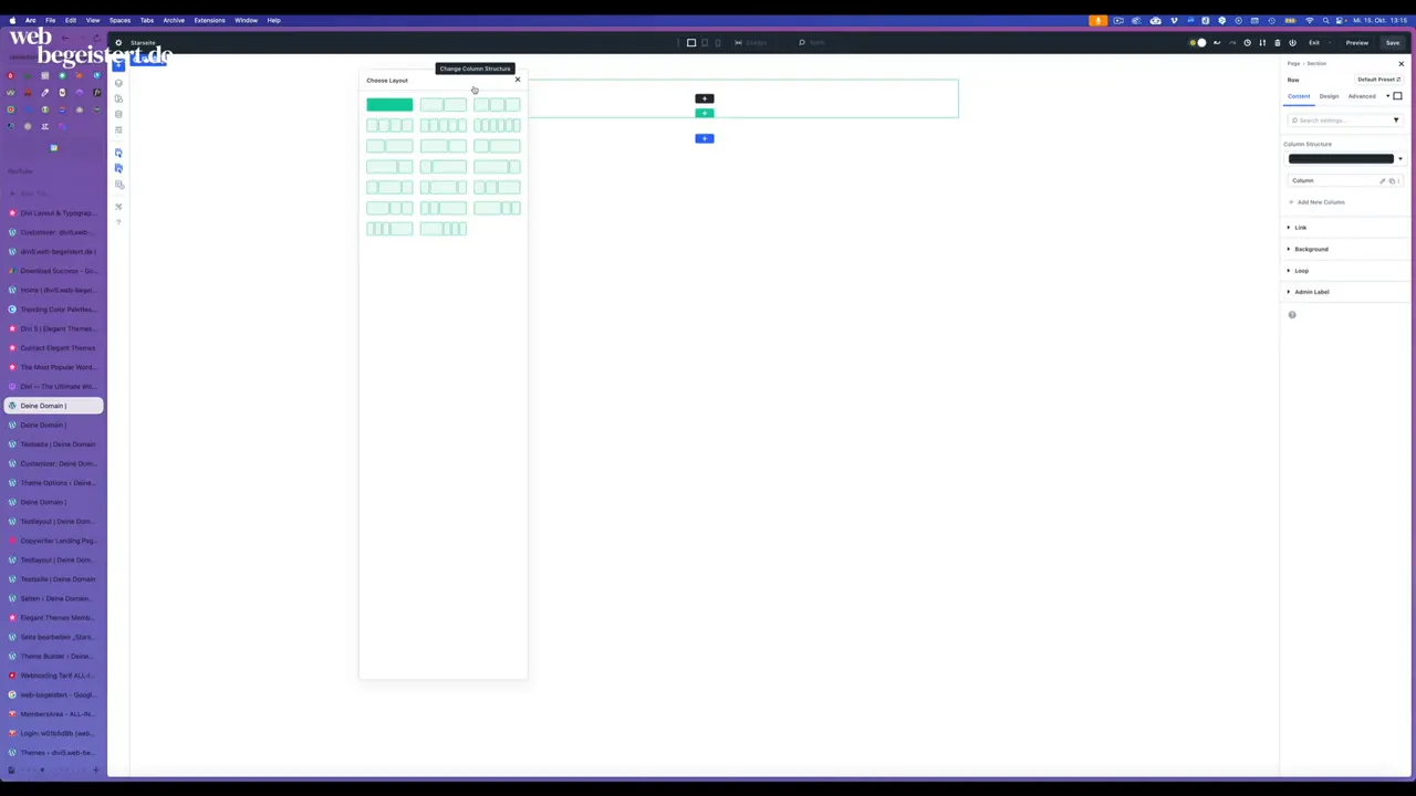 Divi Builder Startansicht