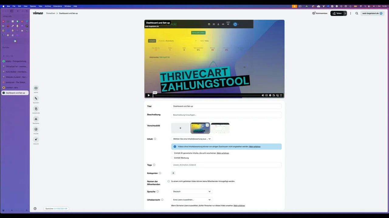 Vimeo Upload Oberfläche: Video hochladen