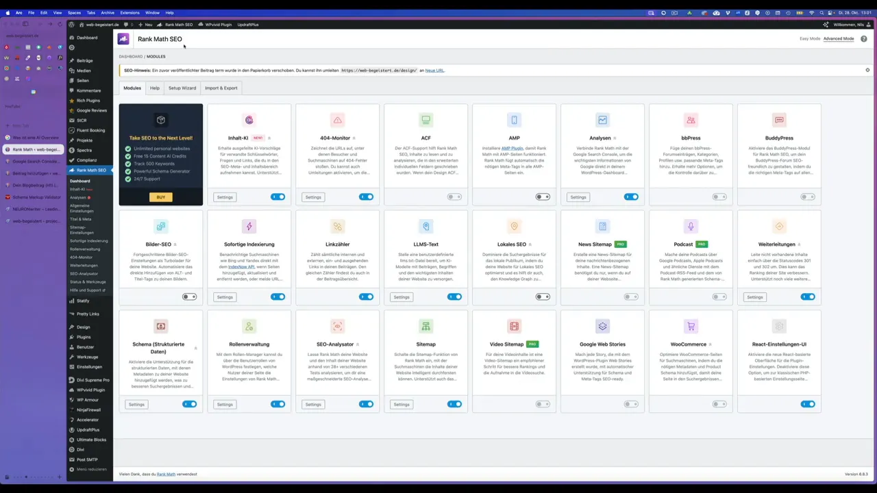 RankMath SEO Plugin Einstellungen in WordPress