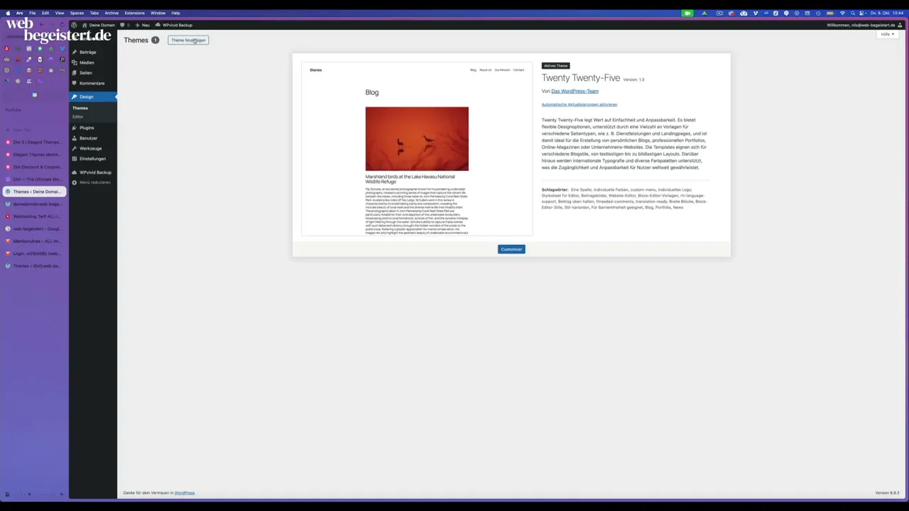 Divi Theme hochladen