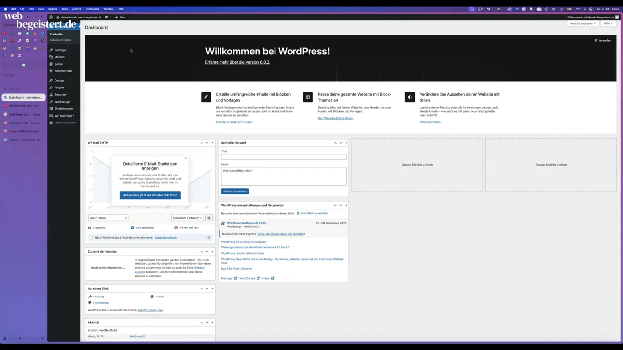 WordPress Dashboard Übersicht