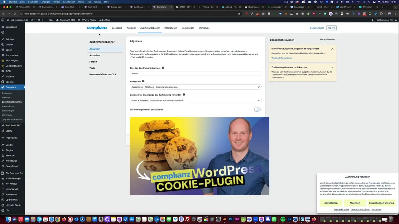 WordPress Dashboard mit Statify-Widget und Besucher-Statistikdiagramm