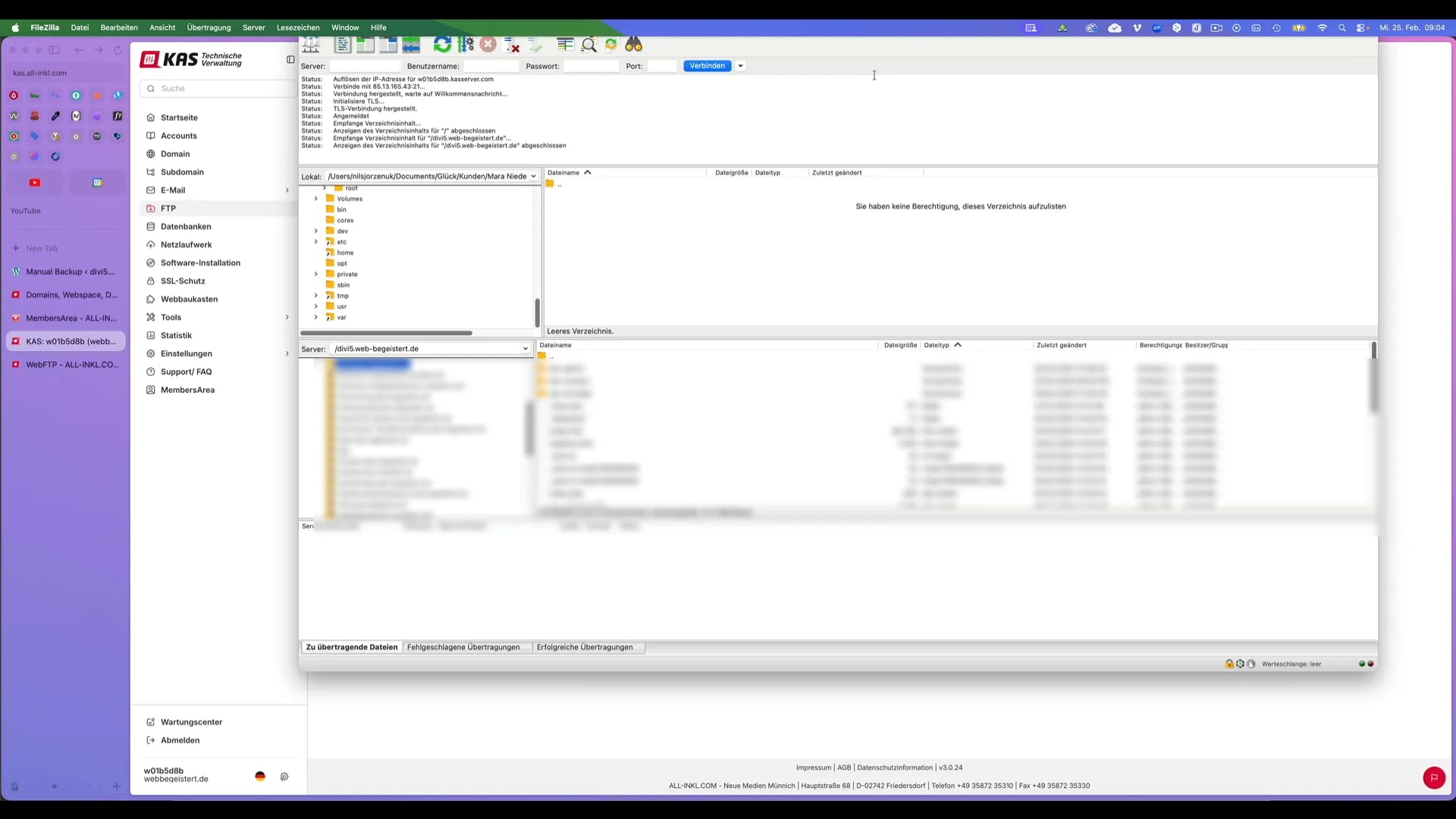 ALL‑INKL WebFTP: markierter Ordner im Stammverzeichnis zur FTP-Verwaltung