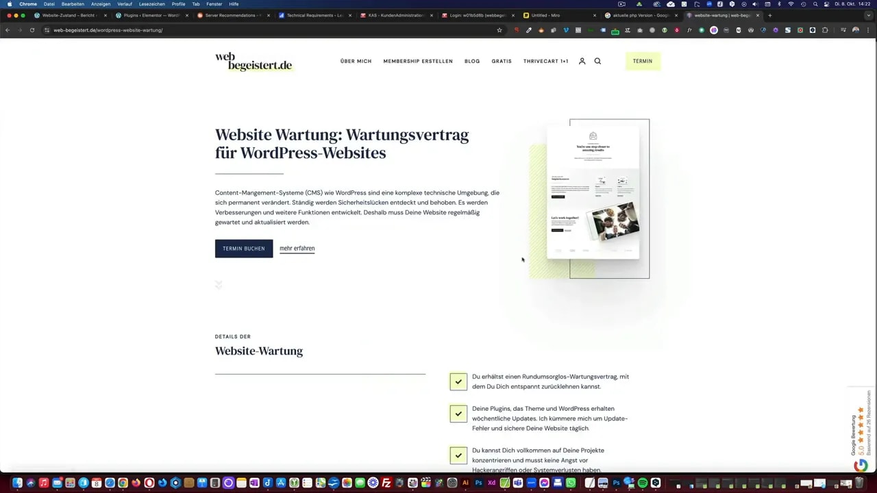 WordPress Site Health Server‑Details mit deutlich sichtbarer PHP‑Version