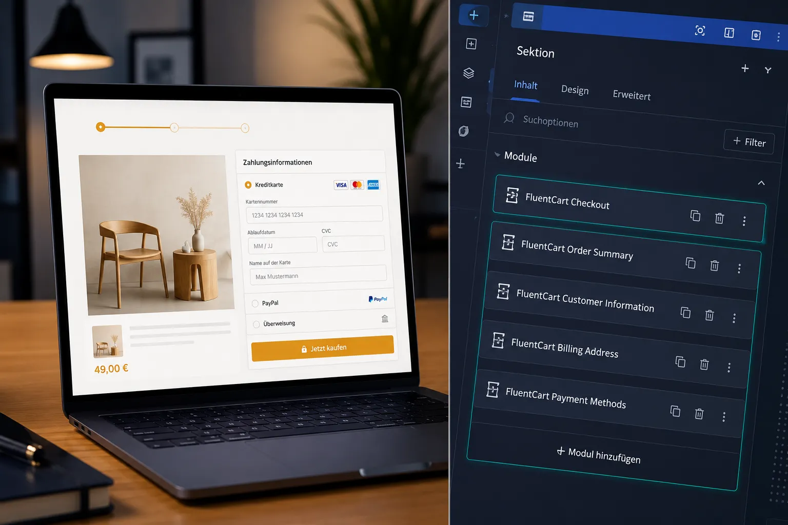 Checkout-Seite individualisieren mit FluentCart und Divi